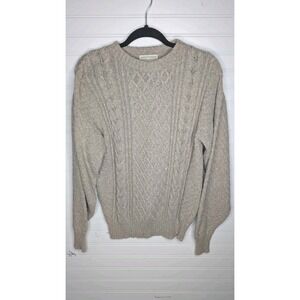 Lord Jeff Men's Pullover Sweater Medium Fisherman Knit Sandstone‎ Heavyweight